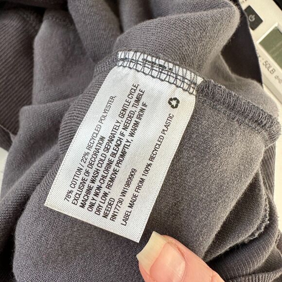 Joy Lab Dark Gray Long Sleeve Crop Terrycloth Sweater Faux Wrap Open V-Back SM - Picture 11 of 16